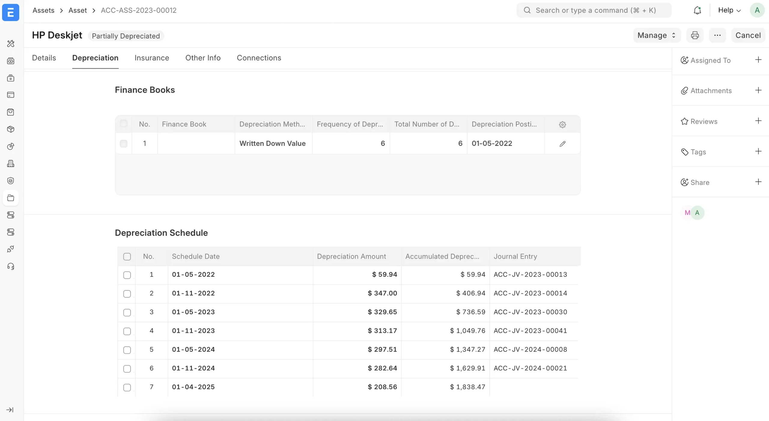 Depreciation Schedule